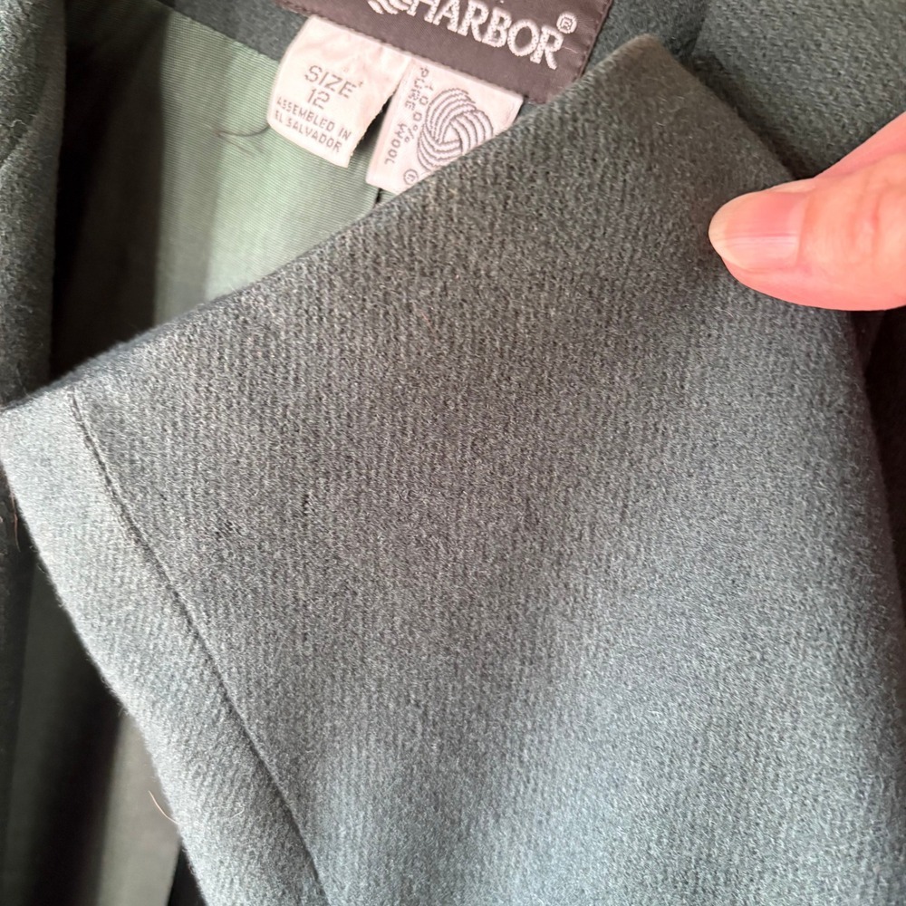 Y2K Dark Academia Forest Green Pure Wool Blazer Sag Harbor - 12 - Picture 8 of 10